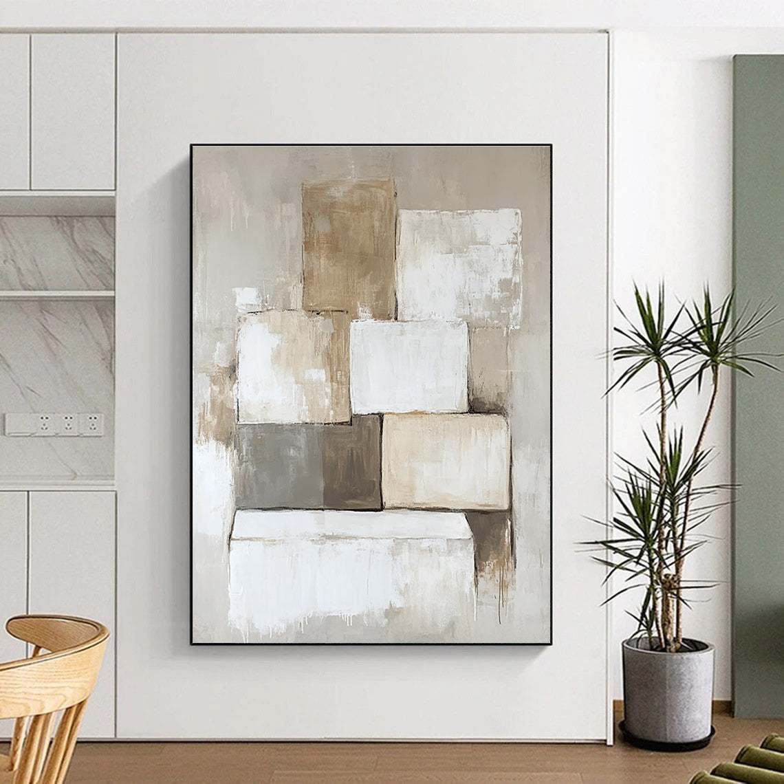 Neutral Tones Abstract Painting for Scandinavian - Style Homes GAB0904