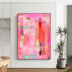 Intricate Pink Collage Abstract Painting with Whimsical Detail WINK255