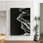 Black and White Ocean Wave Abstract Painting for Monochrome - Themed Spaces HENG349