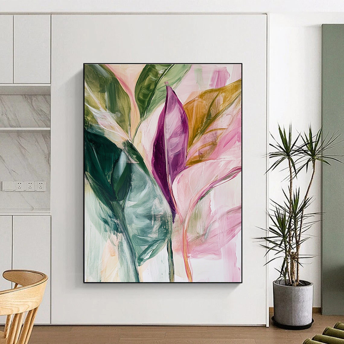 Tropical Leaf Abstract Painting for Beachfront Cafes GAB0775