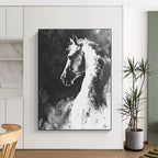 Black and White Horse Abstract Painting for Equestrian Lovers GAB0705