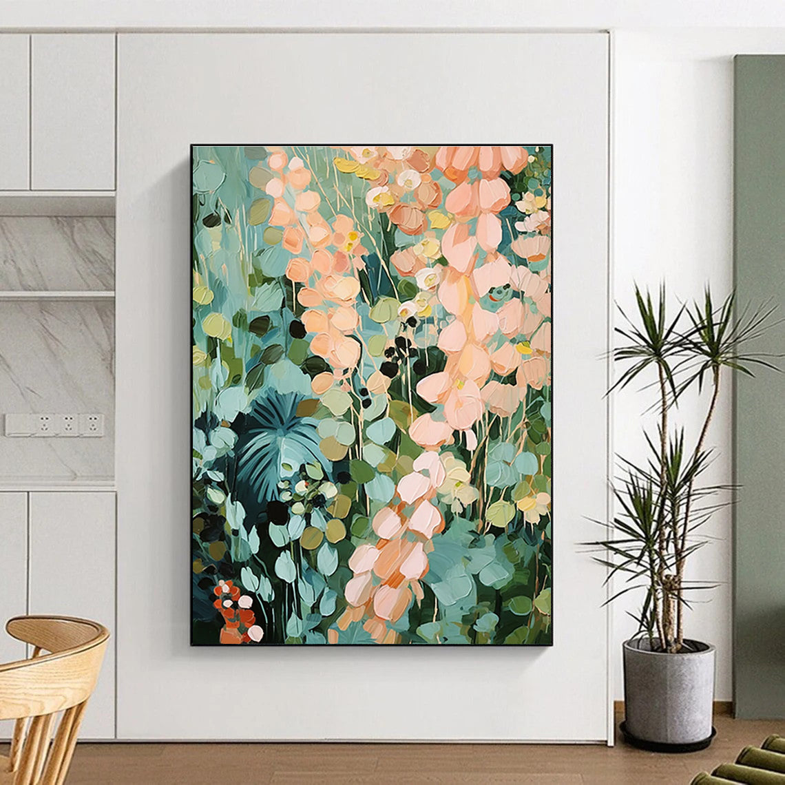 Soft Floral Field Abstract Painting for Relaxing Sunrooms HENG428
