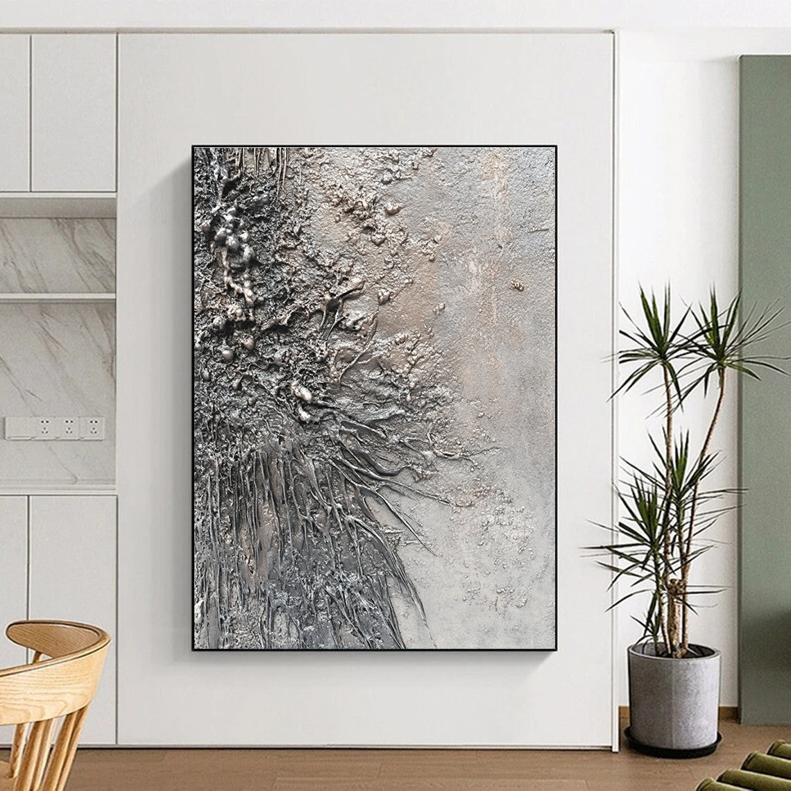 Textured Gray Roots Abstract Painting GAB0309