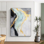 Gold Blue Abstract Painting with Luxe Flow WINK740