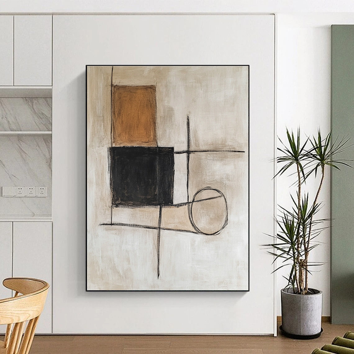 Minimalist Geometric Shapes Abstract Painting with Quiet Structure WINK183
