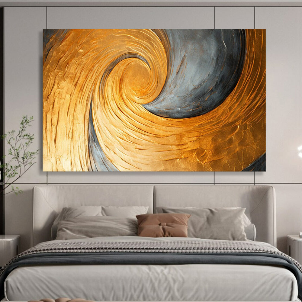 Golden Spiral Abstract Painting for Opulent Entrances YHT176