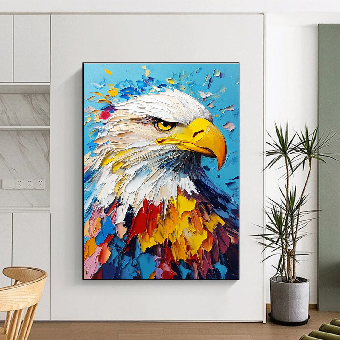 Colorful Eagle Portrait Abstract Painting for Patriotic - Themed Spaces GAB1323