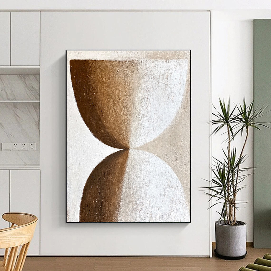 Brown and White Hourglass Shapes - Minimalist Geometric Art GAB0400