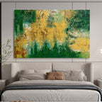 Green and Gold Abstract Painting for Eco - Friendly Retail Stores YHT375