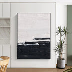 Black - White Horizontal Abstract Painting for Industrial - Chic Lofts HENG402