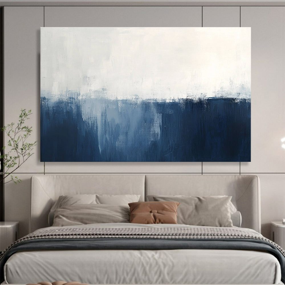 Blue - White Abstract Horizon Painting ABS188