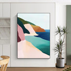 Minimalist Coastal Landscape Abstract Painting with Serene Geometry WINK273