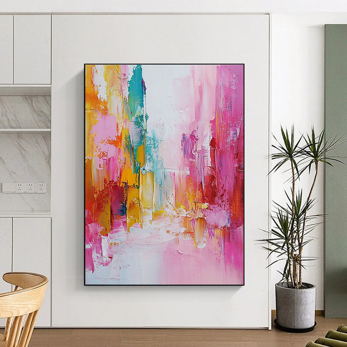 Vibrant Street Abstract - Lively Urban Abstract Painting GAB0643