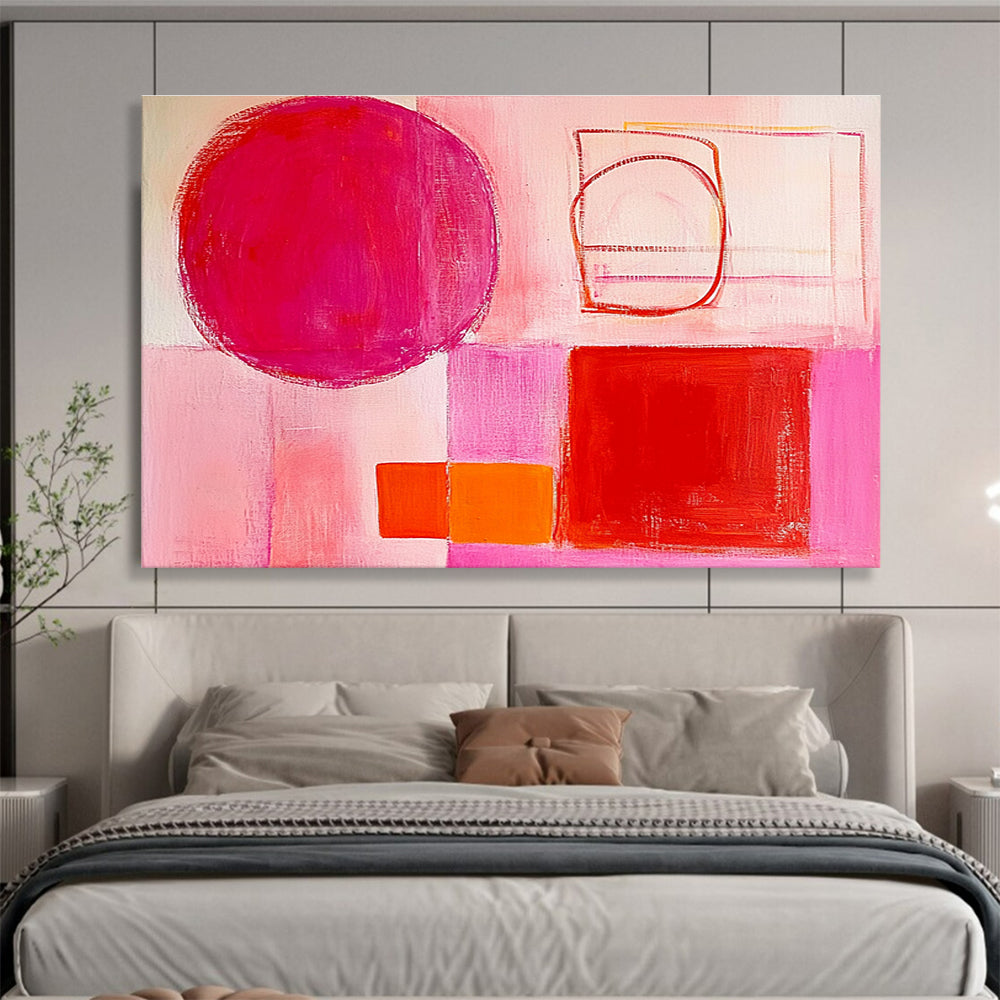 Pink - Hued Geometric Abstraction Abstract Painting ABS131