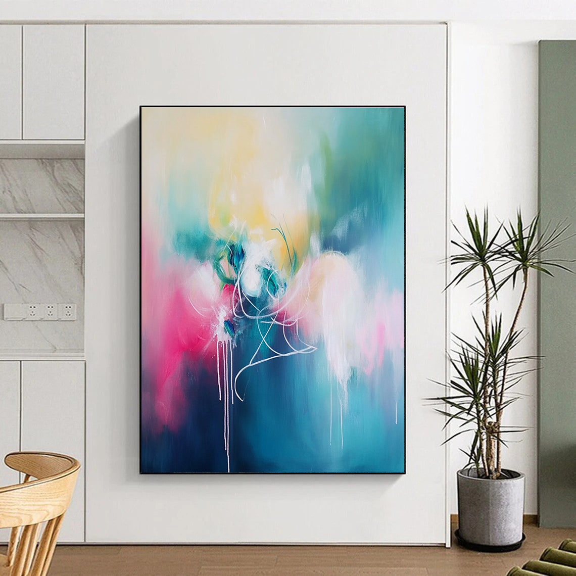 Vivid Color Abstract Painting with Fluid Lines WINK815