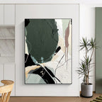 Mixed - Media Abstract with Green Painting for Creative Coworking Spaces HENG505