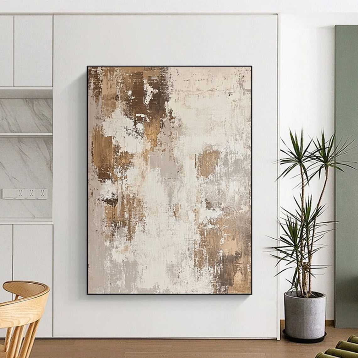 Neutral and Gold Abstract Painting with Subtle Opulence WINK126