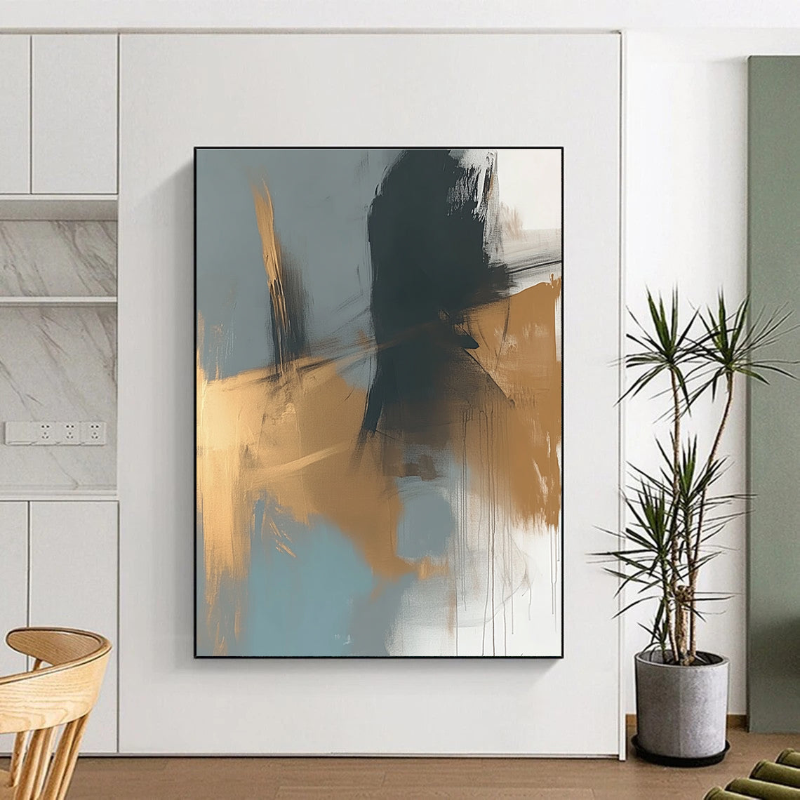 Gray Gold Abstract Painting with Subtle Luxury WINK780