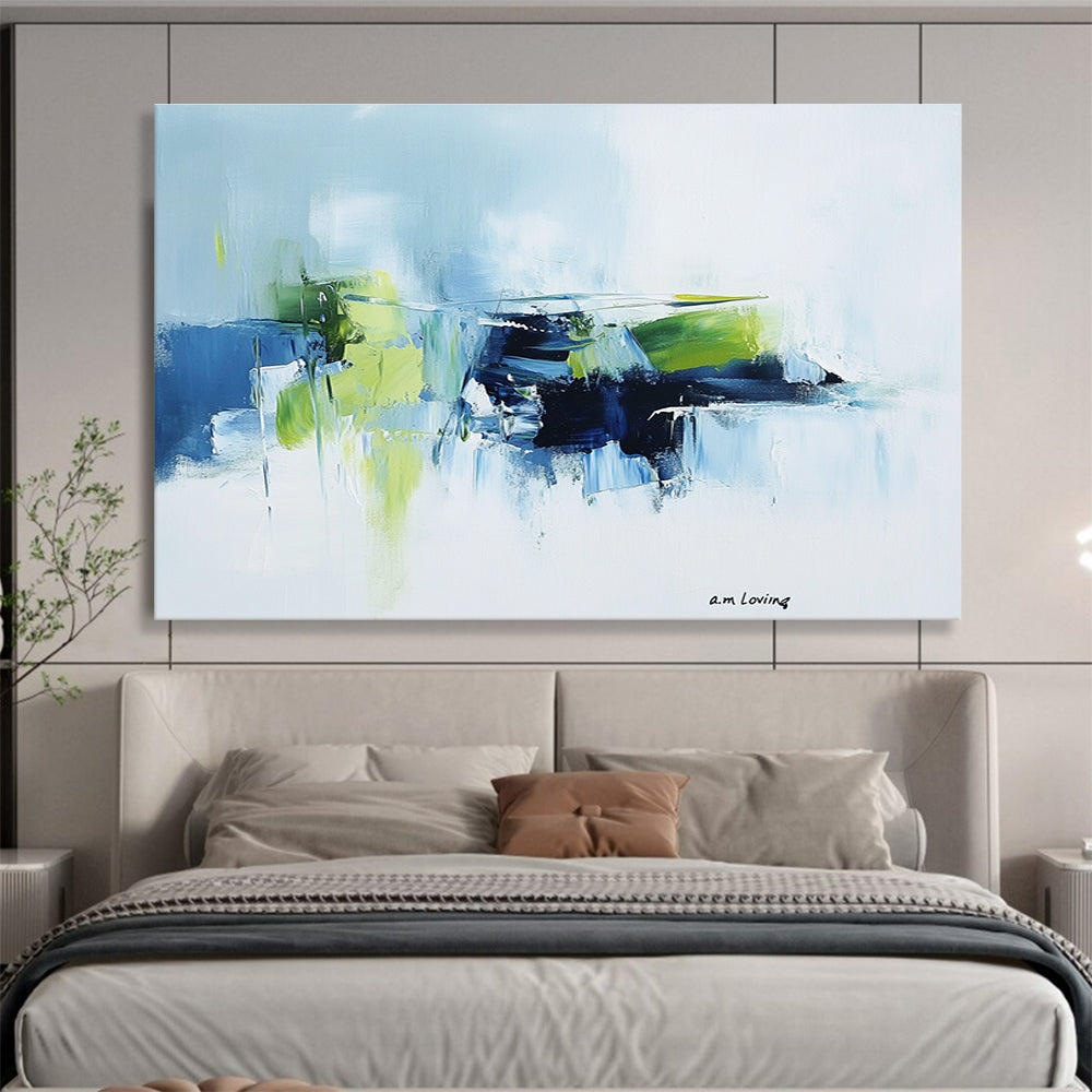 Blue and Green Abstract Landscape with Bold Brushstrokes Abstract Painting ABS373