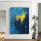 Blue - Yellow Abstract Spark Painting with Energetic Glow WINK395