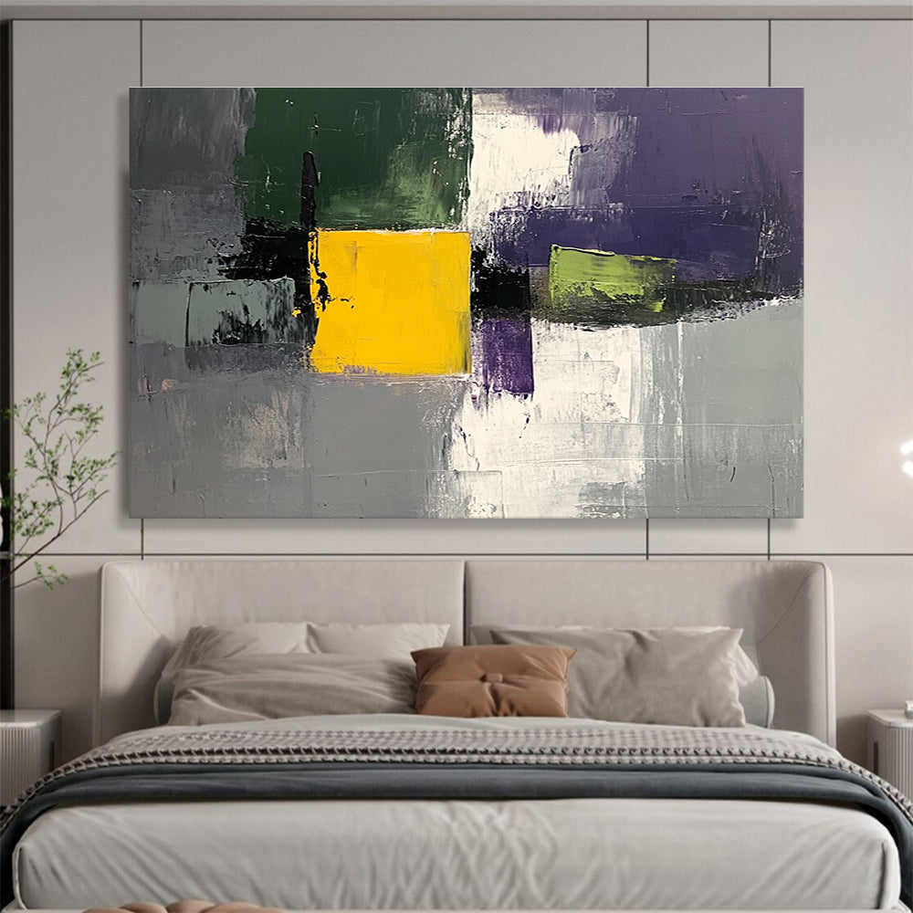 Geometric Color Block Abstract Painting with Modern, Structured Harmony ABS482