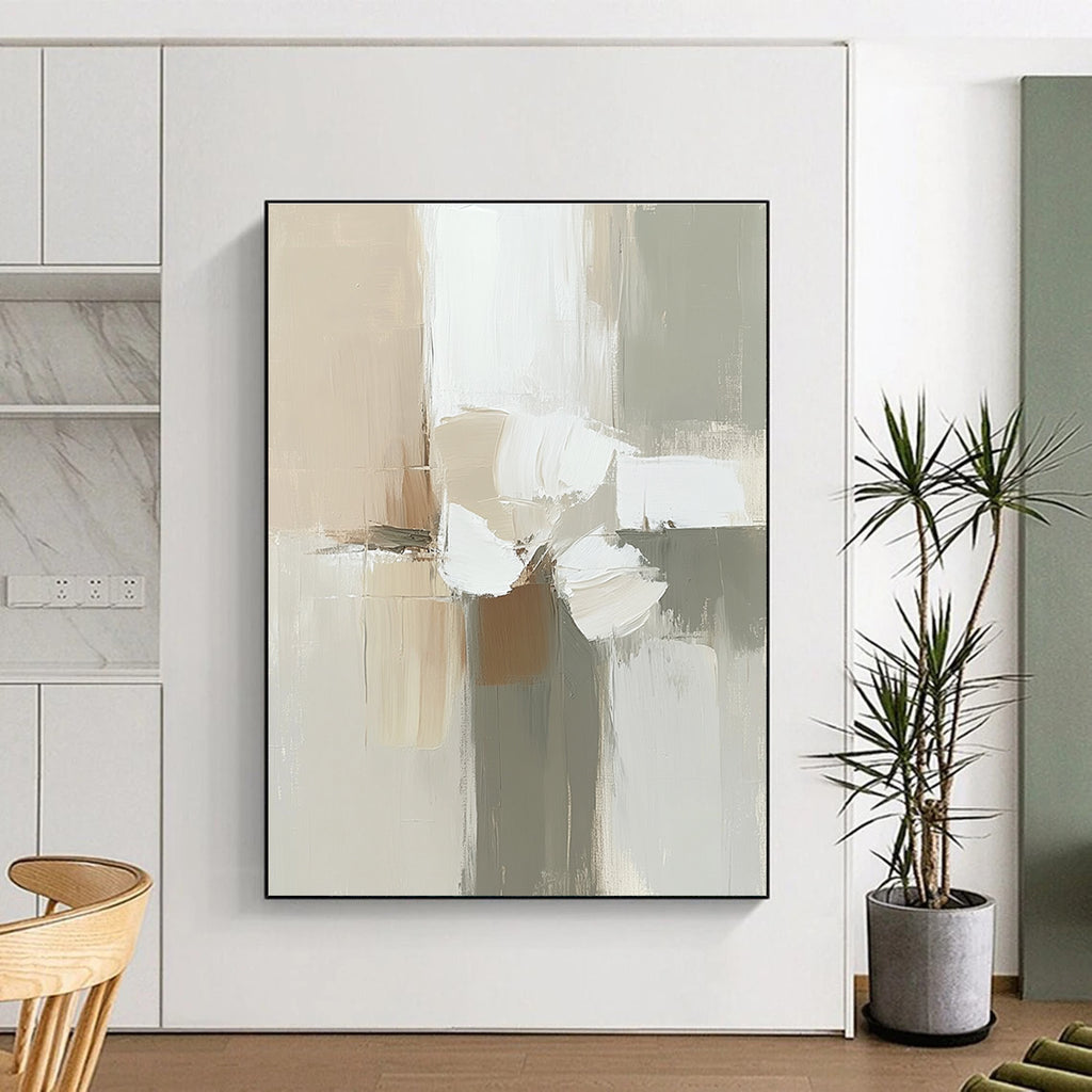 Neutral Abstract Flower Painting with Soft Simplicity WINK636
