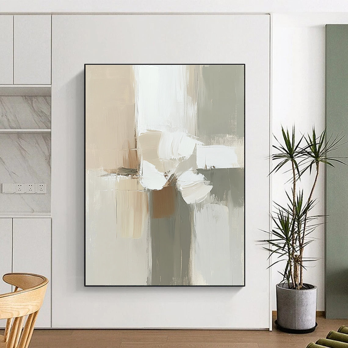 Neutral Abstract Flower Painting with Soft Simplicity WINK636