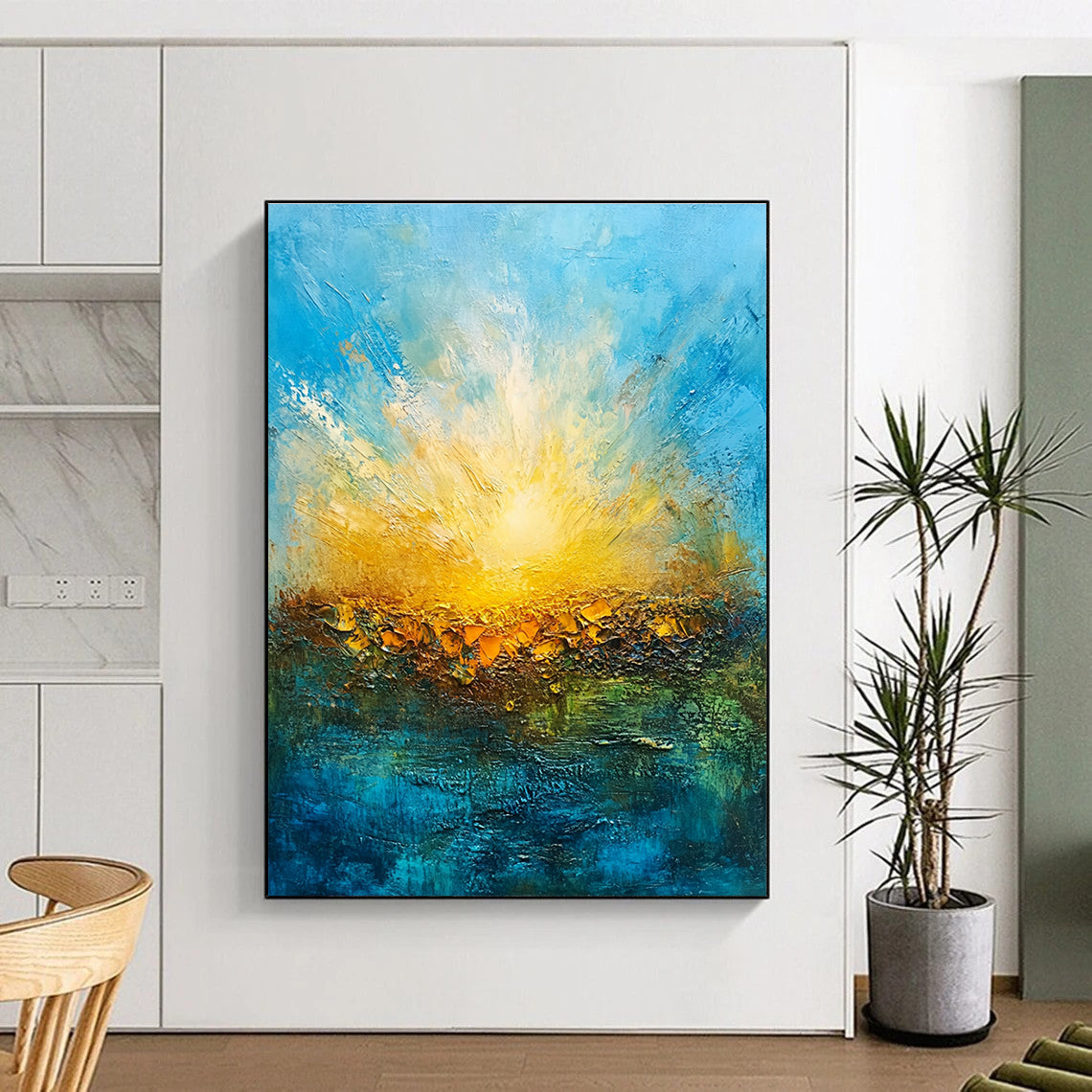 Radiant Sunrise - Impasto Landscape Abstract Painting GAB0631