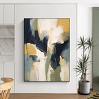 Blue - Yellow - Green Abstract Painting for Nature - Themed Cafes HENG123