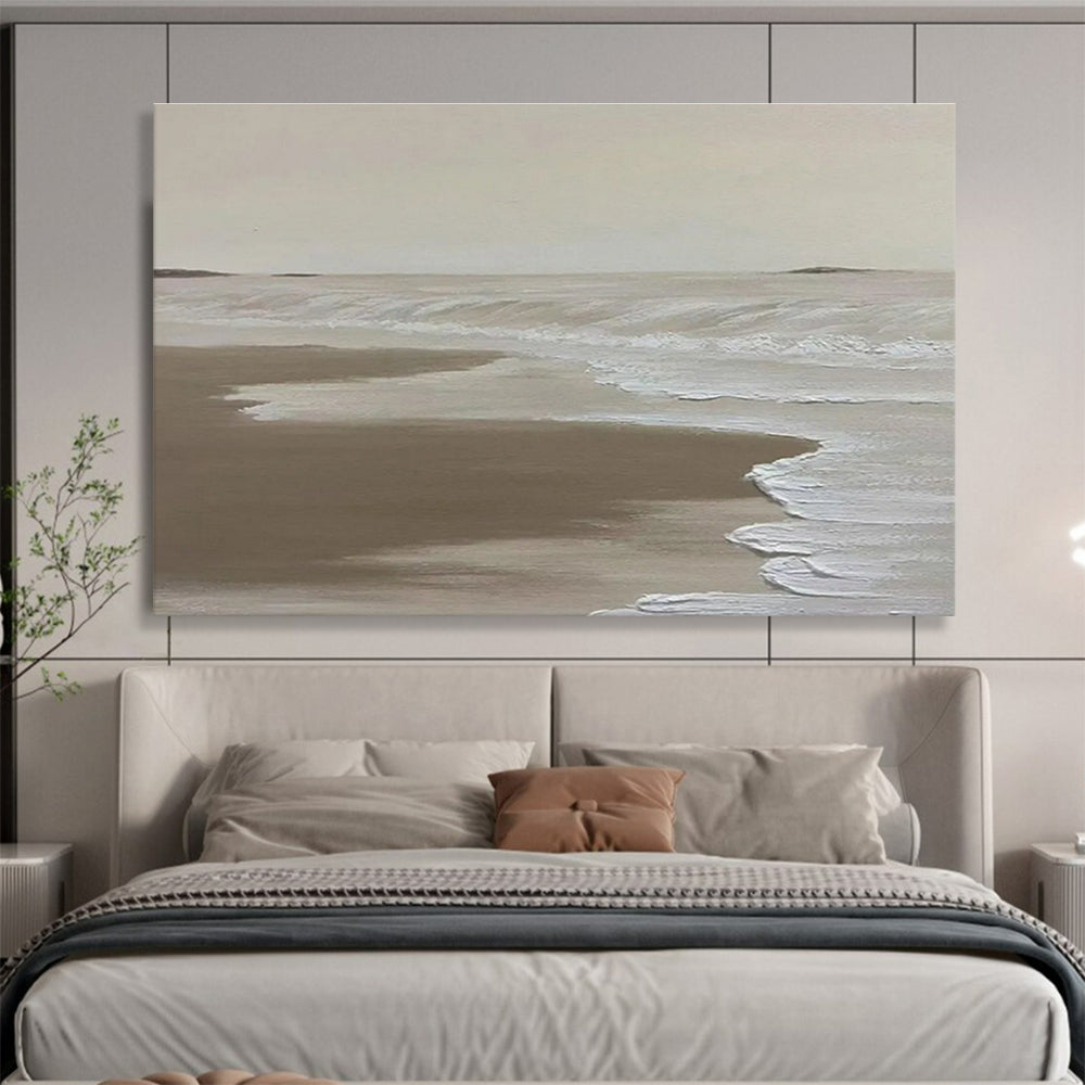 Neutral Beach Abstract Painting for Coastal Home Bedrooms YHT393