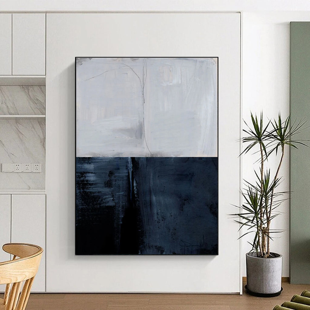 Two - Tone Gray Abstract Painting for Sophisticated Home Libraries HENG206