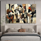 Cubist Musical Ensemble Abstract Painting with Intricate Layered Shapes ABS553