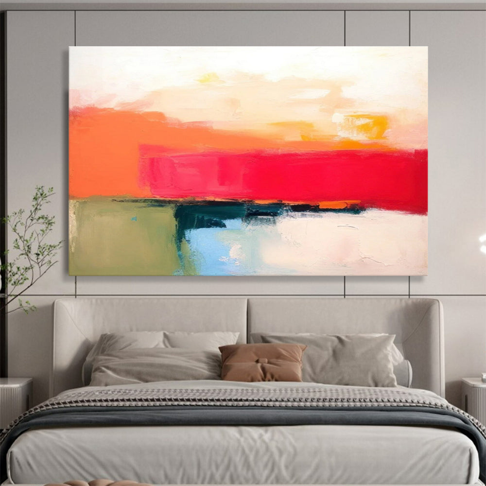 Bold Color Block Abstract Painting for Energetic Interiors YHT055