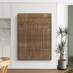 Brown and White Line Abstract Painting with Minimalist Design GAB0049