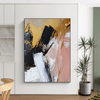 Gold Accented Abstract Strokes Abstract Painting with Luxurious Flair WINK056
