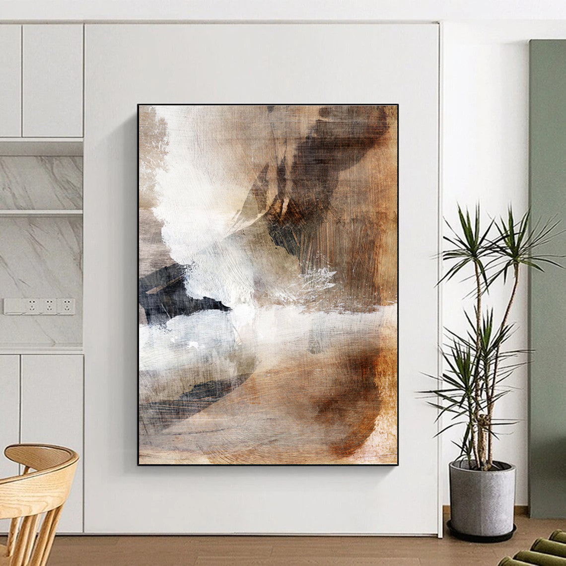 Earth - Toned Abstract Painting for Rustic - Chic Home Interiors HENG209