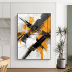 Orange - and - Black Dynamic Abstract Painting with Energetic Edge WINK324