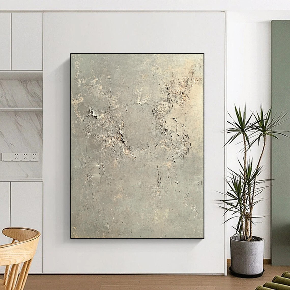 Gray Textured Background Abstract Painting with Industrial Charm WINK037
