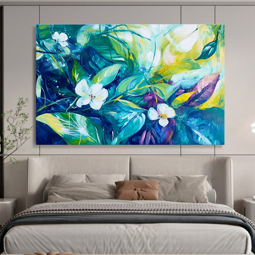 Turquoise Floral Abstract - Nature's Vibrant Whispers ABS023