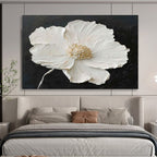 Textured White Flower Abstract Painting for Elegant Spaces YHT090