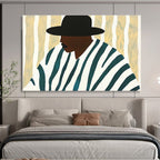 Stylized Figure in Stripes Painting with Modern Graphic Appeal ABS557