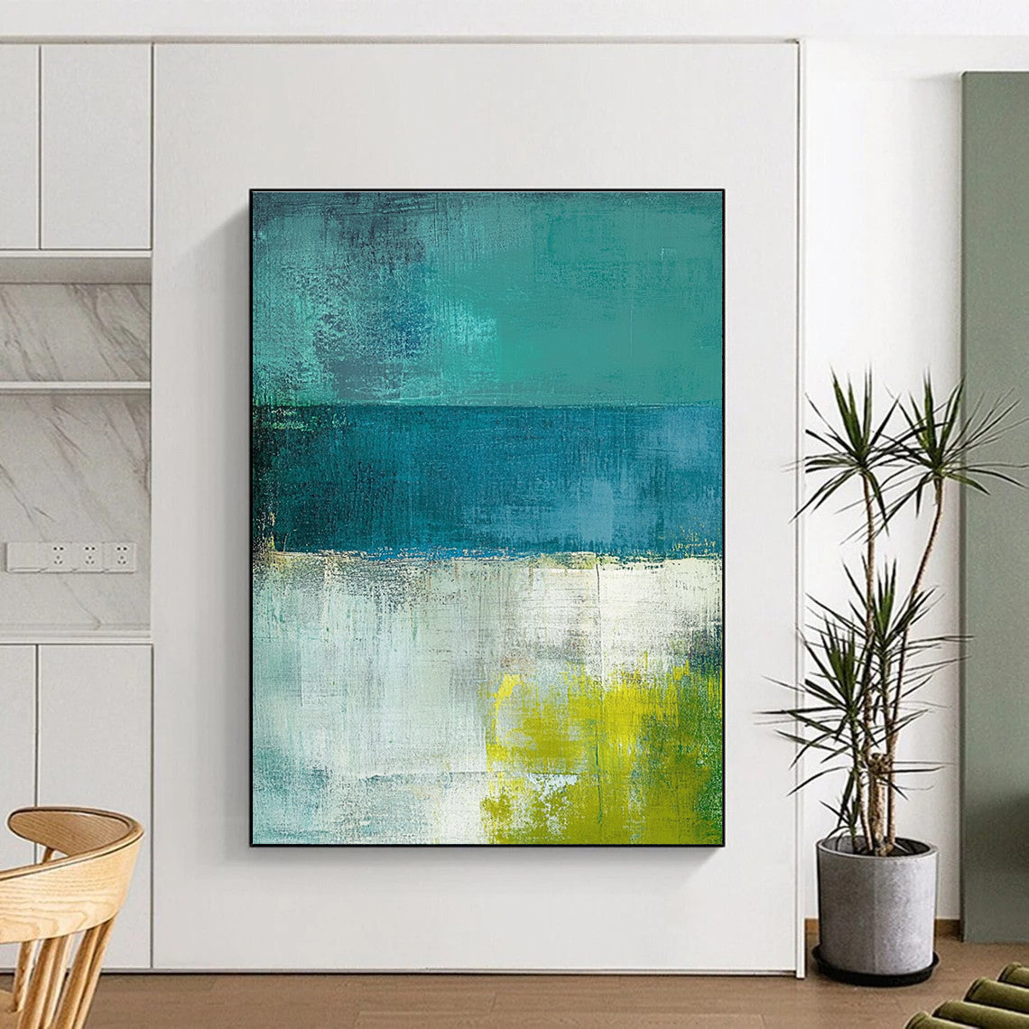 Blue Green Yellow Abstract Painting with Nature - Inspired Calm WINK549