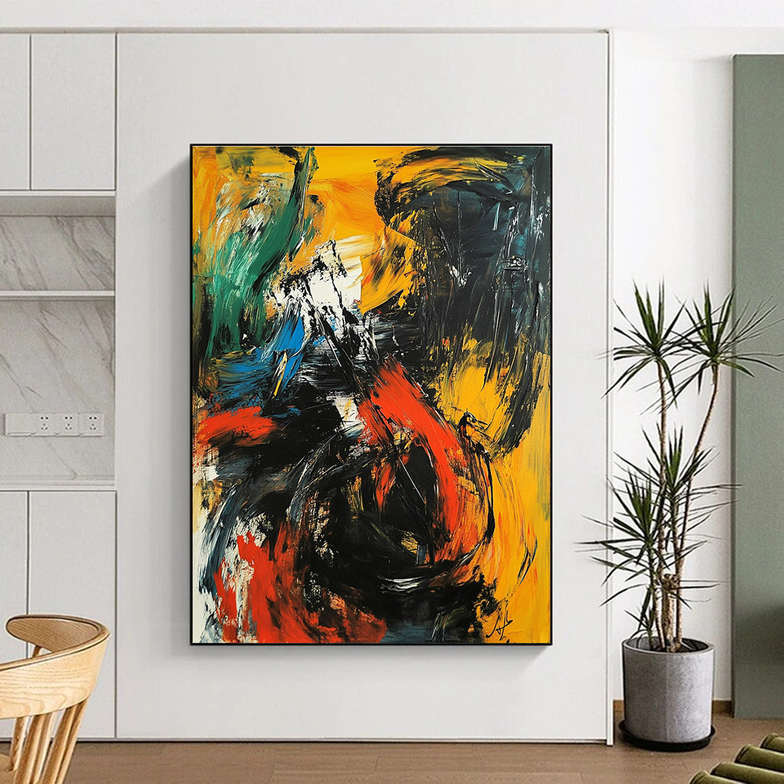 Vivid Color Clash Abstract Painting with Bold Contrasts WINK751