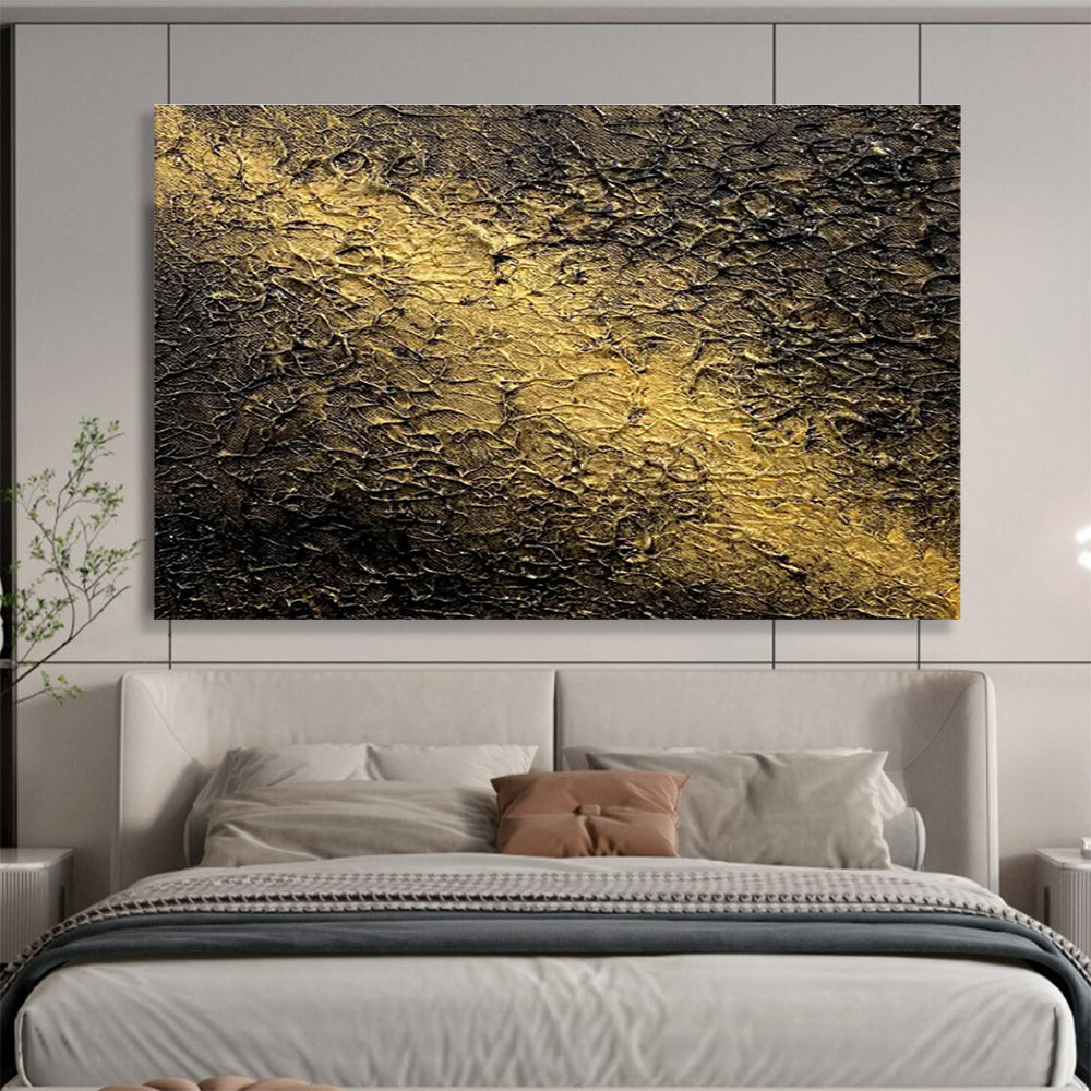 Golden Textured Abstract Painting for Luxury Hotel Lobbies YHT370