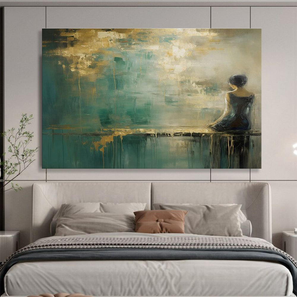 Woman by the Water Abstract Painting for Serene Interiors YHT086
