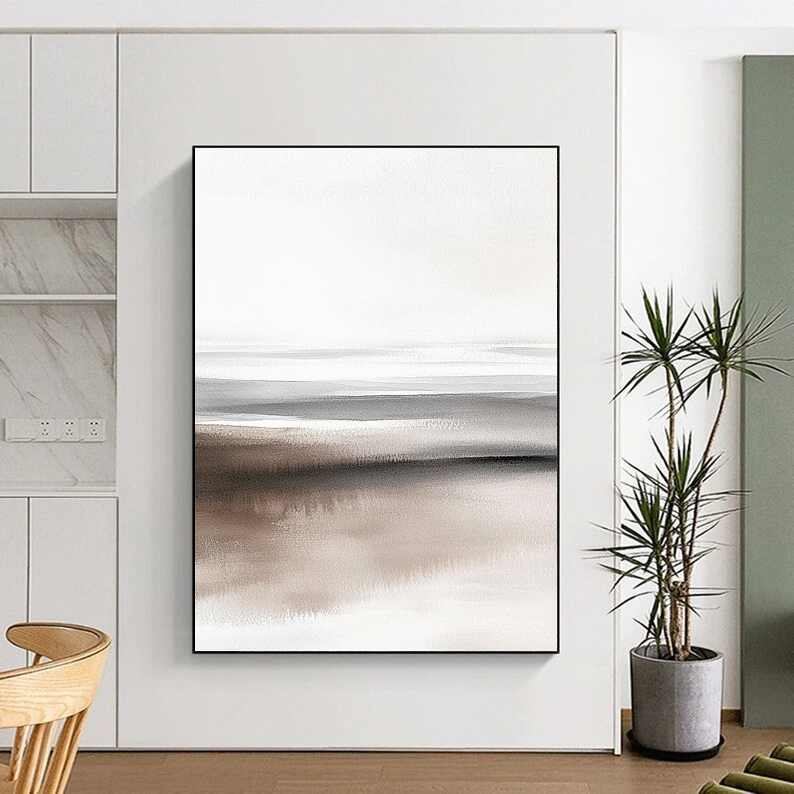 Monochrome Beach Abstract Painting for Industrial - Style Lofts GAB0983
