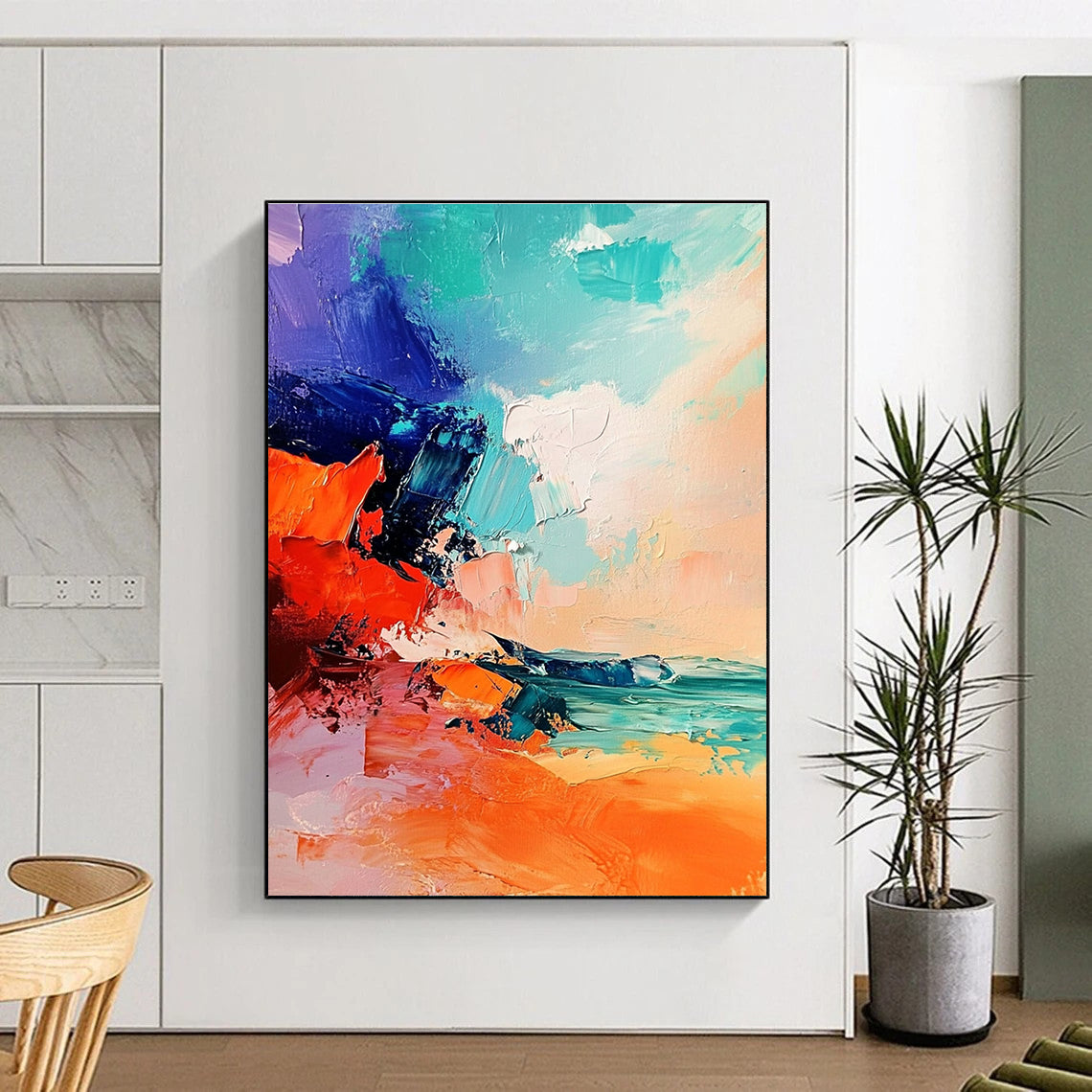 Colorful Coastal Abstract Painting for Vibrant Interiors GAB0731
