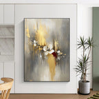 Gold and Flower - Themed Abstract Painting for Luxury - Style Salons GAB0907