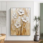 3D Cream - Colored Flowers Tactile Abstract Painting for Cozy Interiors GAB1527
