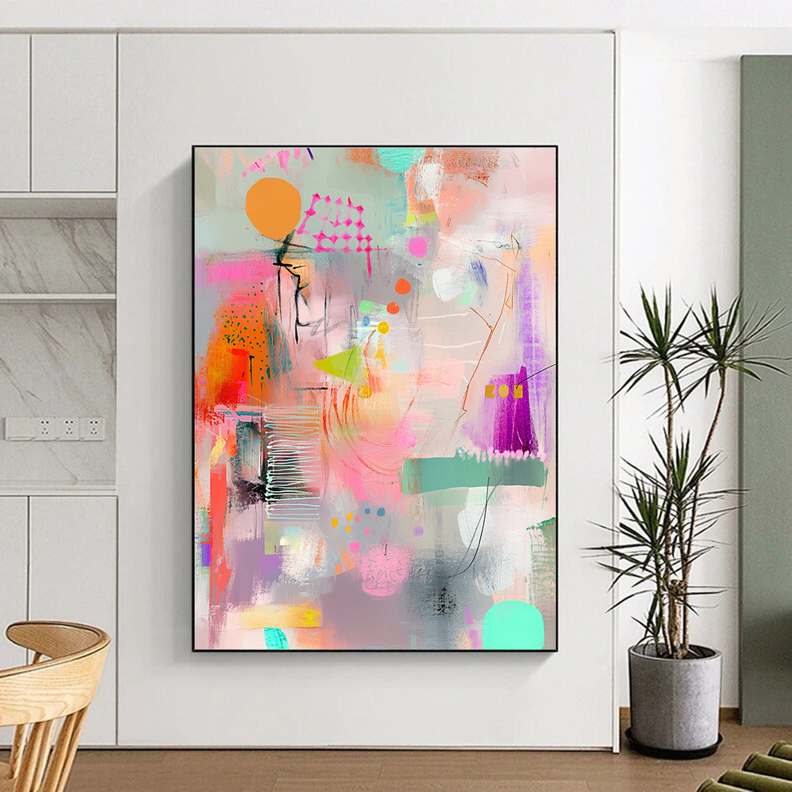 Pastel Abstract Fusion Painting of Playful Harmony GAB0176